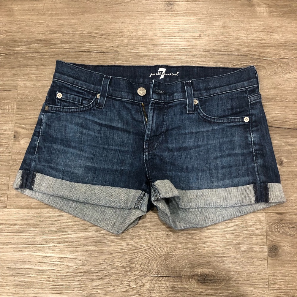 7 FAMKD shorts dark wash NWOT